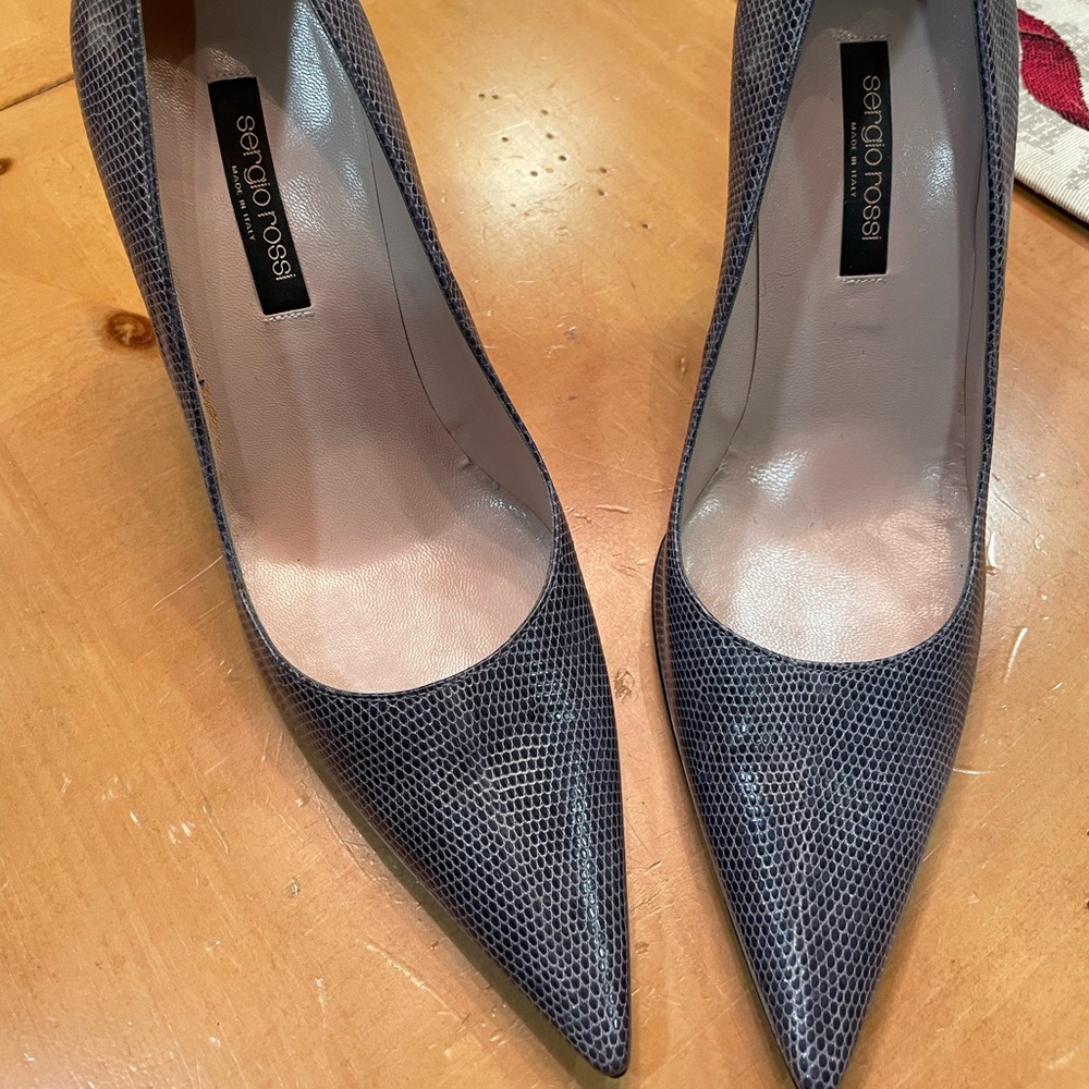 Sergio Rossi blue snakeskin Women's Heels